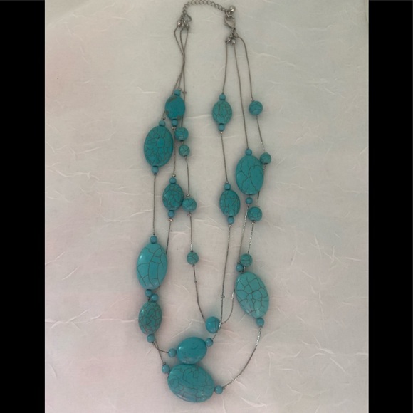 Blue aqua Costume stone Jewelry 3 tier 11.5” - Picture 1 of 10